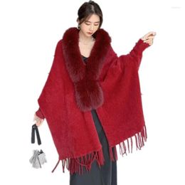 Scarves Real Fur Scarf For Women High Quality Winter Thick Female Poncho Lady Elegant Wraps Cape