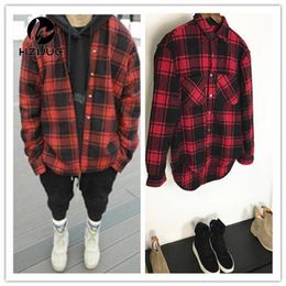 Autumn winter thick Flannel long sleeve Plaid shirt men and women circarc oversize sweep plaid low-high Shirt Man US SIZE282E