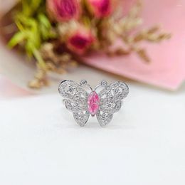 Cluster Rings YM2023 Natural Pink Diamonds 0.26ct Solid 18K Gold Female's Wedding Engagement For Women