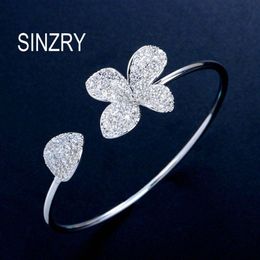 SINZRY cubic zircon cuff bangles elegant CZ bright flower bangle for women costume Jewellery accessory273Z
