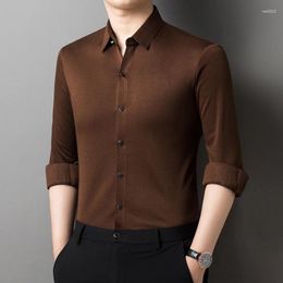 Men's Casual Shirts Arrival Men Classic Cashmere Business Office Wear Navy Green Caramel Pink Black Tops Luxury Life Style Look