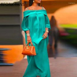 Casual Dresses Women Solid Elegant Glamourous Off Shoulder Spaghetti Straps Maxi Party Formal Green Dress