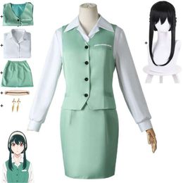 Cosplay Anime Spyfamily Yor Forger Briar Horn Princess Cosplay Costume Wig Work Uniform Sexy Woman Green Outfit Hallowen Suit