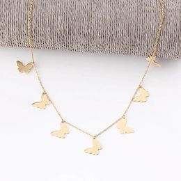 Pendant Necklaces Gold Silver Colour Butterfly Anchor Tassels Necklack For Women Stainless Steel Non-fading Necklace Neck Chains Choker