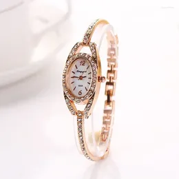 Wristwatches Ladies Fashion Bracelet Watch Stainless Steel Crystal Quartz Thin Strap Exquisite Small