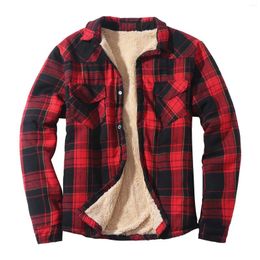 Men's Jackets Winter Plaid Sweater Hooded Cardigan Cold Coat Wool Zipper Jacket Autumn Fleece Warm Clothes Chequered Knit Jumper