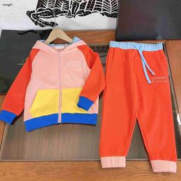 brand designer baby autumn suits KIds Tracksuits Size 90-150 CM 2pcs Colorful patchwork design hooded jacket and sports pants Aug30