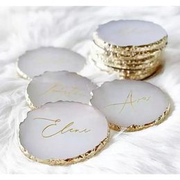 Party Favour Custom Jewellery Plate Personalised Agate Stone Tray Coasters Holder Nails Art Display Shelf Wedding Birthday Bride Gift