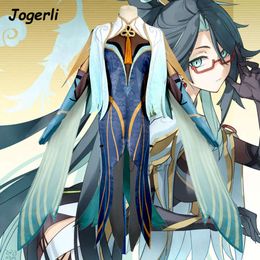Jogerli Genshin Impact Cloud Retainer Cosplay Costumes Women Anime Human Form Clothes Game Clothing Wig Dress Outfits
