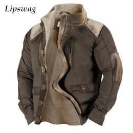 Men Blends Winter Warm Outdoor Jacket Coat Mens Fashion Zipper Button Lapel Jackets Lining Retro Loose Long Sleeve Men Fall Outerwear 231016