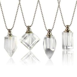 Pendant Necklaces 2PCS Clear Crystal Vials Urn Jewellery Cremation Necklace For Ashes287A