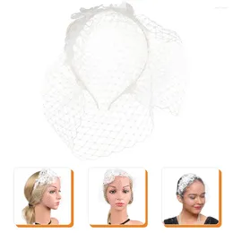 Bridal Veils Prom Mesh Lace Headband Bride White Fascinator Flower Hat Polyester Tea Hats Women