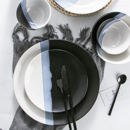Plates Ceramic Creative Bowl Set Home Simple Online Celebrity Tableware Soup Luxury Nordic Noodle Dishes Glazed Plate