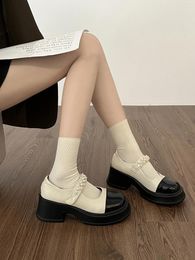 Dress Shoes 2023 Thick With Women Mary Jane Bottom Lolita College Girls High Heels Japanese Uniform JK Leather
