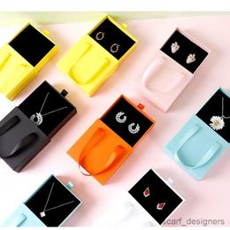 Jewellery Boxes 10pcs Colourful Cardboard Ear Ring Jewellery Package Box Necklac Bangle New Year Party Wedding Handle Gift Box R231016