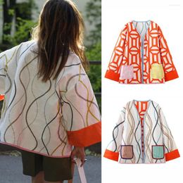 Women's Trench Coats Women Double Sided Wear Cotton Coat 2023 Autumn Winter Printed Thin Parkas With Pockets Female Casual Warm Jacket