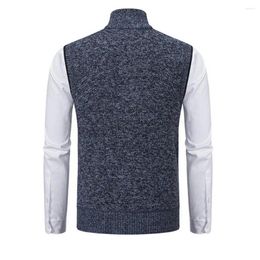 Men's Vests Daily Wear Sweater Vest For Men Stylish Knitted Zipper Stand Collar Sleeveless Cardigan Work