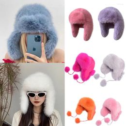 Berets Luxury Artificial Fur Hat For Men And Women's Fake Raccoon Lei Feng Winter Warmth Plush Outdoor Ear Protection