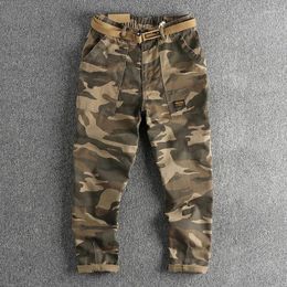 Men's Pants High Quality Camouflage Print Military Style Retro Spring Fall Fashion Multi Pocket Loose Casual Straight Male