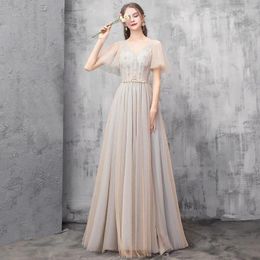 Ethnic Clothing Women Elegant Exquisite Applique Evening Party Dress Temperament Vintage Banquet Gown Sweet Mesh Bridal Wedding Dresses