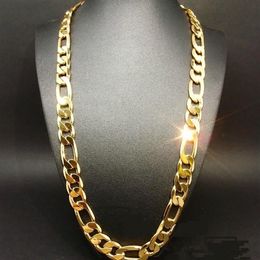 chain Heavy 98g 12mm Yellow Gold Filled Statement Necklace Men Figaro Chain Jewelry264r