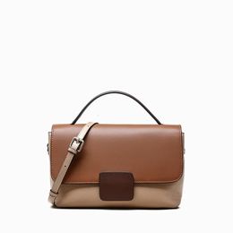 Evening Bags genuine Leather women shoulder bag cowhide material brown cream Grey Colours leather strap purse for girl 231016