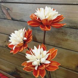 Decorative Flowers 10cm Diameter Handmade Blooming Lotus With Orange Red Pink Stylish Rustic Home Decor Production Of Natural