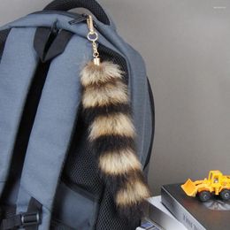 Keychains Racoon Fur Tail Keychain Exaggerated Berserk Cute Chain Bags Charm Animal Couple Handbag Gift Pendant Key Lanya Accessories