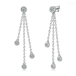 Hoop Earrings Easterm Fashionable 925 Sterling Silver Long Chain Tassel For Women 18K Plated Gold Star Dangle Earring With Zirconia