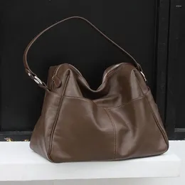 Evening Bags Thick Cow Leather Woman Large Capacity Simply Cowhide Shoulder Body Handbag Lady Work Tote Travel Purse 2023