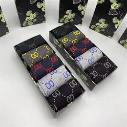 2021 Fashion Designer Women's Socks Five Pairs of Luxury Sports Winter web celebrity Printed Alphabet with Box2818