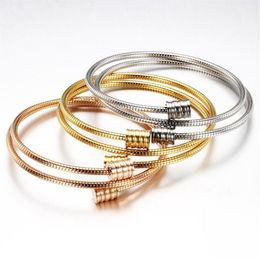 Trendy Stainless Steel Snake Bone Elasticity Open Cuff Bangles Bracelets For Women Charm Jewelry Gift Bangle224h