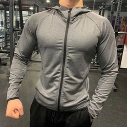 Men's Tracksuits Sports Jackets for Men Hooded Sweatshirts Long Sleeve Top Training Sweat-shirt Gym Workout Clothes Running Wear Yoga ShirtL231016