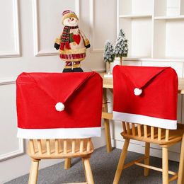 Christmas Decorations 2PCS Chair Covers Santa Claus Hat Back Cover Slipcovers For Dinning Room Table Party Home Decoration