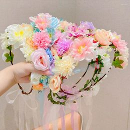 Hair Accessories Fairy Flower Wreath Headdress Multi-color Band Cloth Organza Children Crown Korean Style Headband Hoop Girl