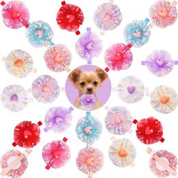 Dog Apparel 20pcs Pet Bowties Lace Colourful Fashion Bulk Bow Tie Collar For Cat Grooming Product Accessories