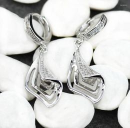 Dangle Earrings Fleure Esme Charm Shinning Christmas Wedding For Women Men Gifts Drop White Cubic Zirconia Rhodium Plated R3135