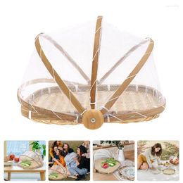 Dinnerware Sets Guard Cover Basket Picnic Mesh Round Rattan Tray Storage Kitchen Baskets Serving Bread Bamboo Tent Outdoors