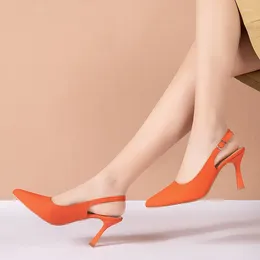 Dress Shoes Women's Pumps 2023 Summer For Women Sexy Thin Heels Sandal Designer Orange High Heel Party Zapatos De Mujer