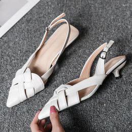 Sandals Fashion Thin High Heels Slingback Women Pointed Toe Slip On Mules Shoes Ladies Elegant Shallow Pumps Party Dress