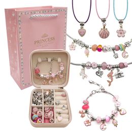 Chain DIY Beaded Bracelet Set with Storage Box Christmas Gift Acrylic Large Hole Beads Girls Diy Handmade Jewelry Making Kit 231016
