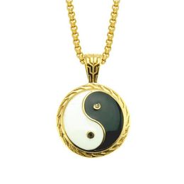Pendant Necklaces Ascona Hip Hop Tai Chi Yin Yang Rack Sterling Silver Necklace Women Natural Black Spinel Round Gemstone2652