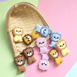 Teethers Toys 50Pcs Silicone Lion Beads Food Grade Diy Pacifier Clips Baby Accessories Toys Necklace Making 231016