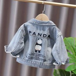 Jackets Girls Denim Coats Spring Fall Jean Outerwear Tops Brand Toddler Kids Jacket Clothes Cartoon Panda Print For Children 26Y 231016