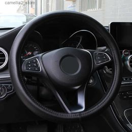 Steering Wheel Covers Genuine leather car steering wheel cover wavy lines design universal silica gel liner steering-wheel braid snake skin pattern Q231016