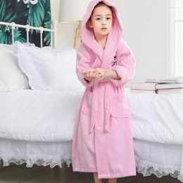 Women's Sleepwear Winter Bathrobe Kids Robe For Children Cotton Warm Long Thick Hooded Dressing Gown Girl Boys Towel Fleece Pyjamas Autumn