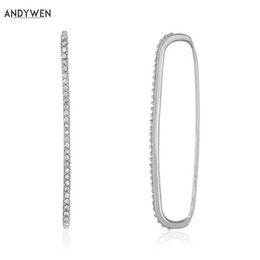 Andywen 925 Sterling Silver Pave Earbar Earcuff Inget piercingklipp på örhängen Ear Bars Manschetter Kvinnor Lyxiga smycken 210608295O