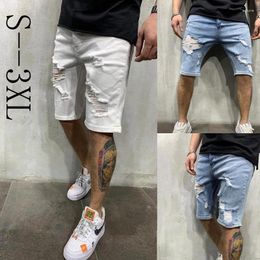 Mens Jeans Perforated Denim Shorts European And American Rippd Trendy Pants Men Clothing Short