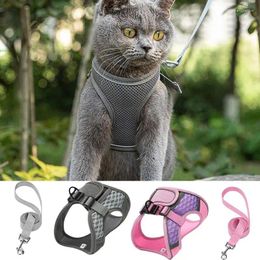 Dog Collars Pet Harness | Vest With Leash Cat Reflective Strip Mesh Breathable Kitten