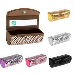 Cosmetic Bags Stylish Lipstick Box Holder W/ Mirror Lip Gloss Case Snap Closure Gift